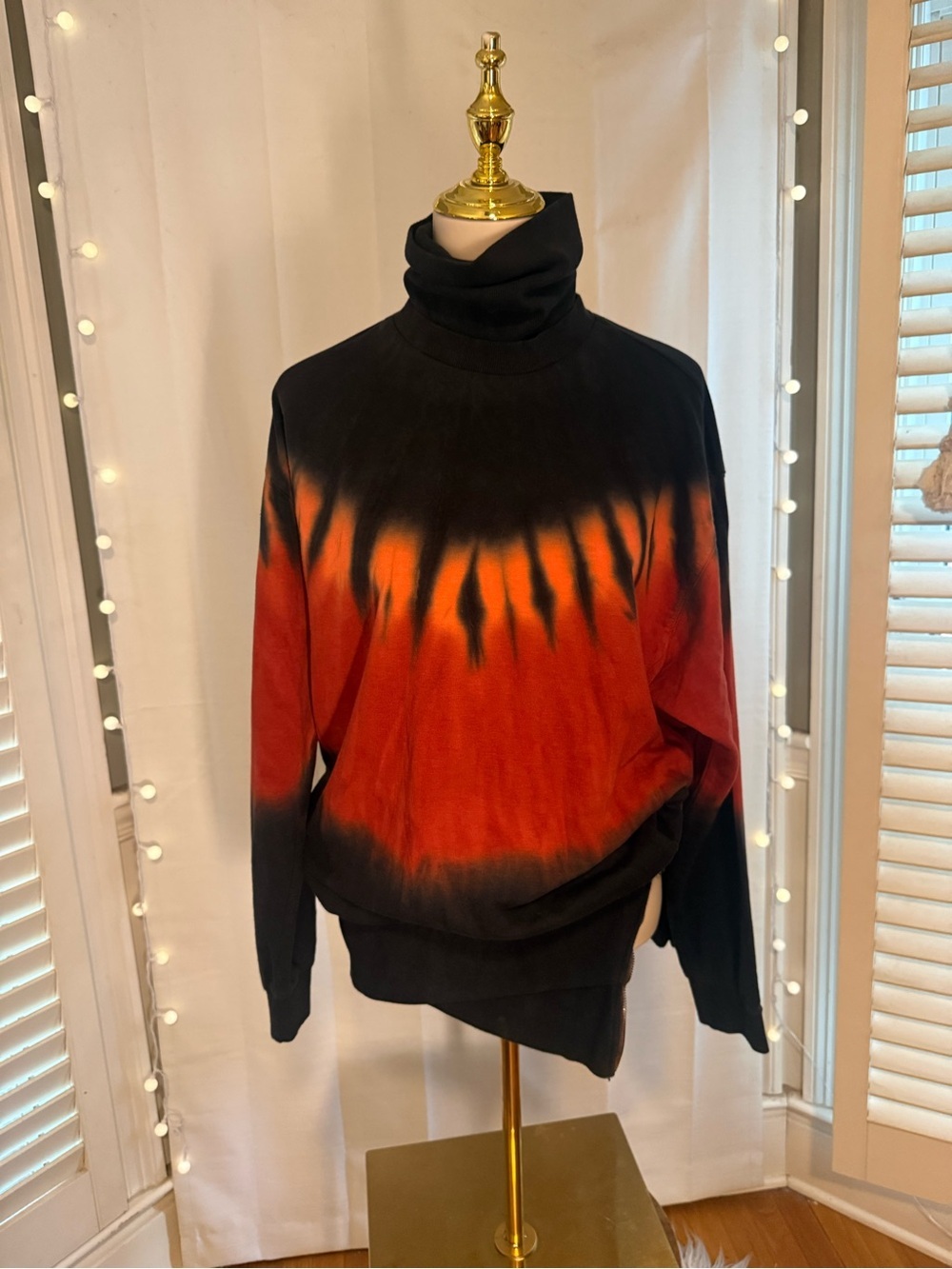 Young Fabulous & Broke Black Red Tie Dye Turtleneck Sweater Dress Large NWT